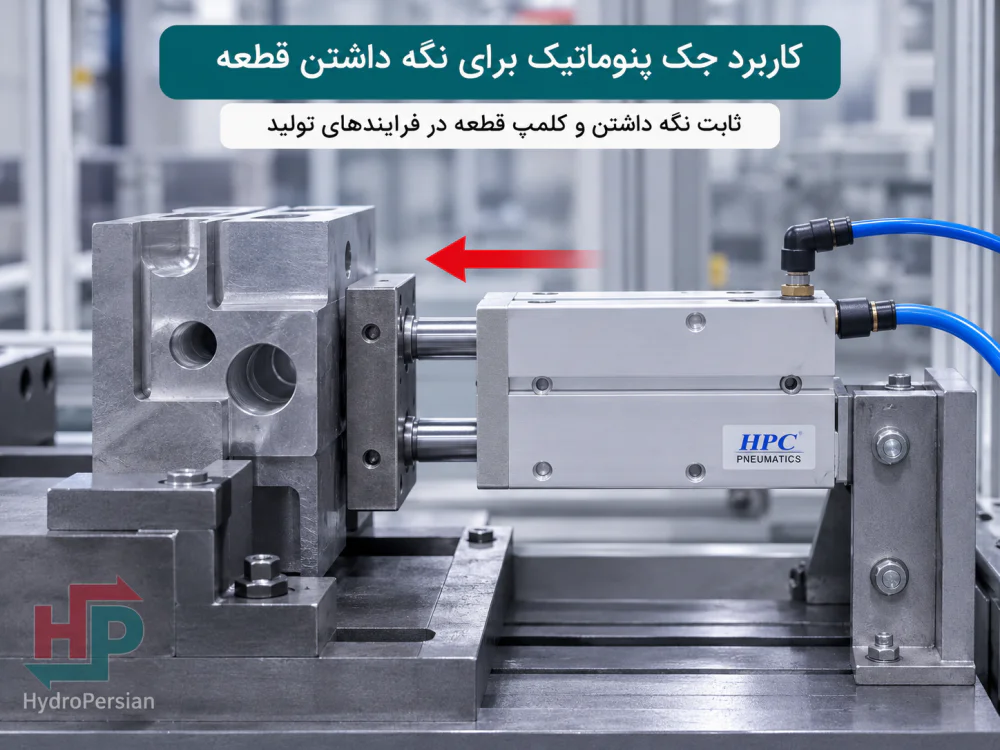 کاربرد جک پنوماتیک برای نگه داشتن قطعه