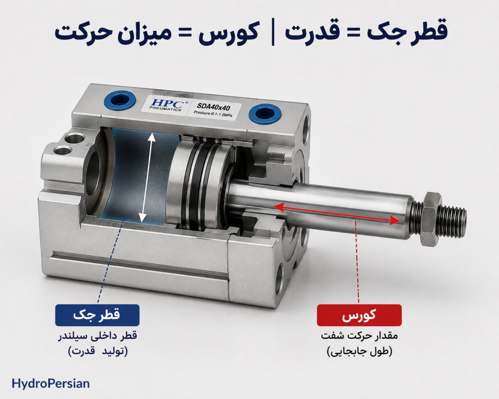 قطر و کورس جک پنوماتیک کامپکت
