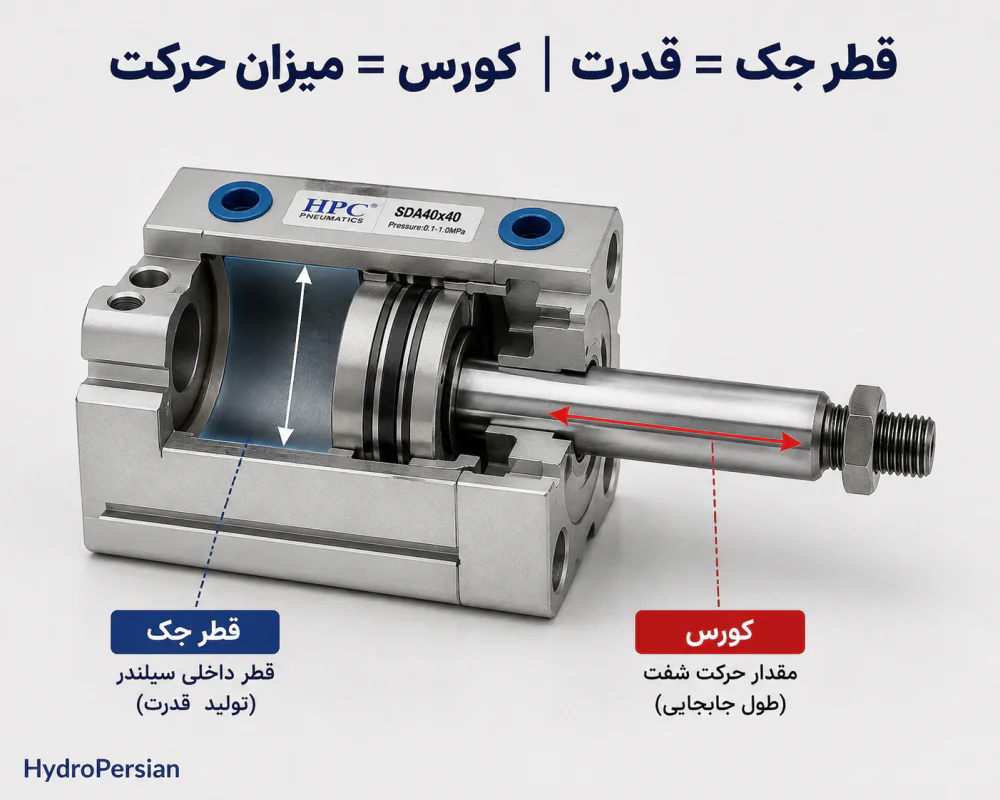 قطر و کورس جک پنوماتیک کامپکت