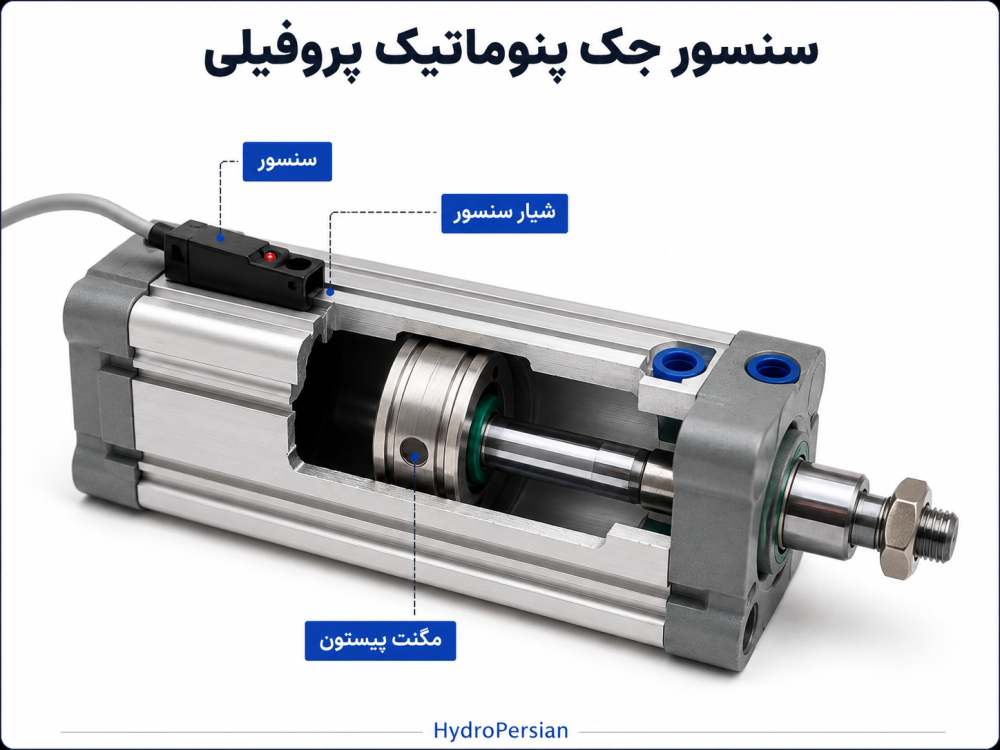 نصب سنسور روی جک پنوماتیک پروفیلی