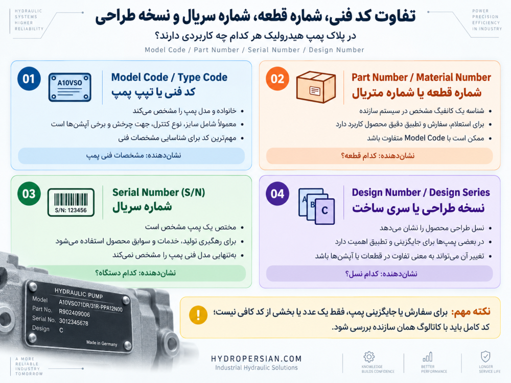 تفاوت کدهای مختلف روی پمپ هیدرولیک
