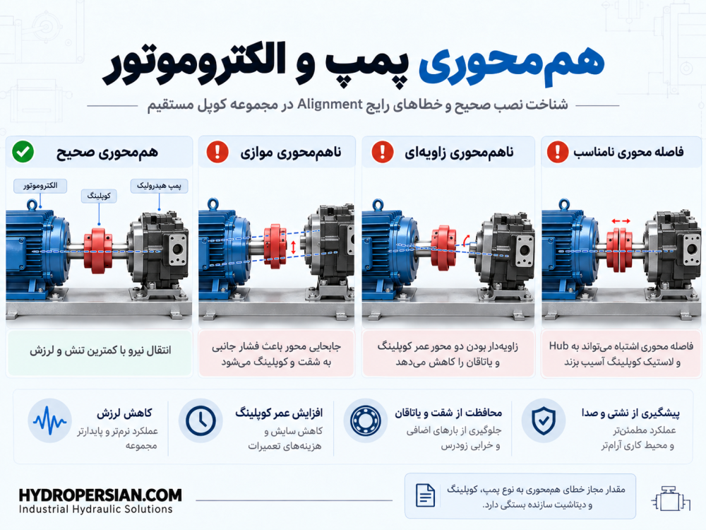 هم محوری پمپ هیدرولیک و الکتروموتور